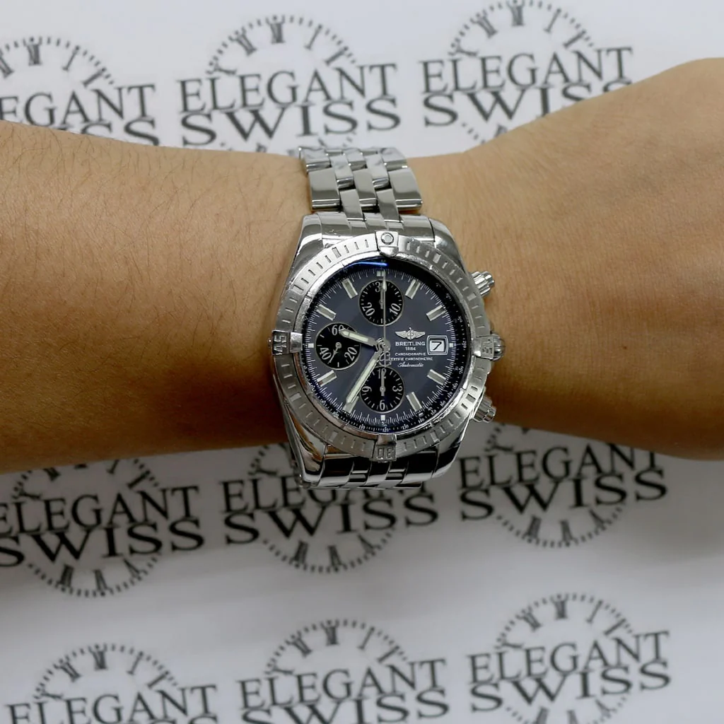 Breitling Chronomat Evolution Chronograph 44MM Gray Concentric Dial Automatic Stainless Steel Mens Watch A13356 - Image 5