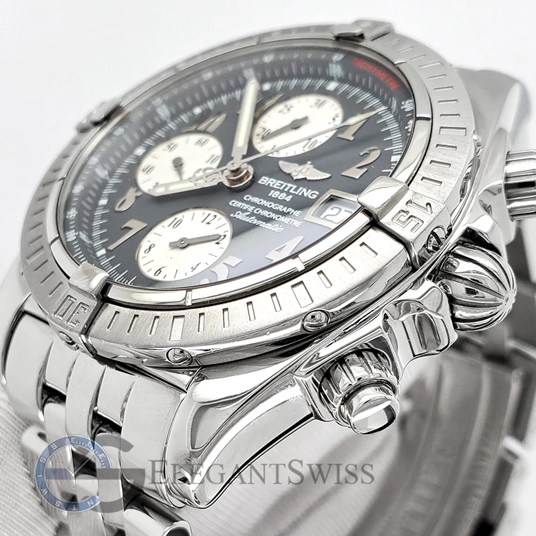 Breitling Chronomat Evolution Chronograph 44mm Gray Dial Steel Watch A13356 Box Papers