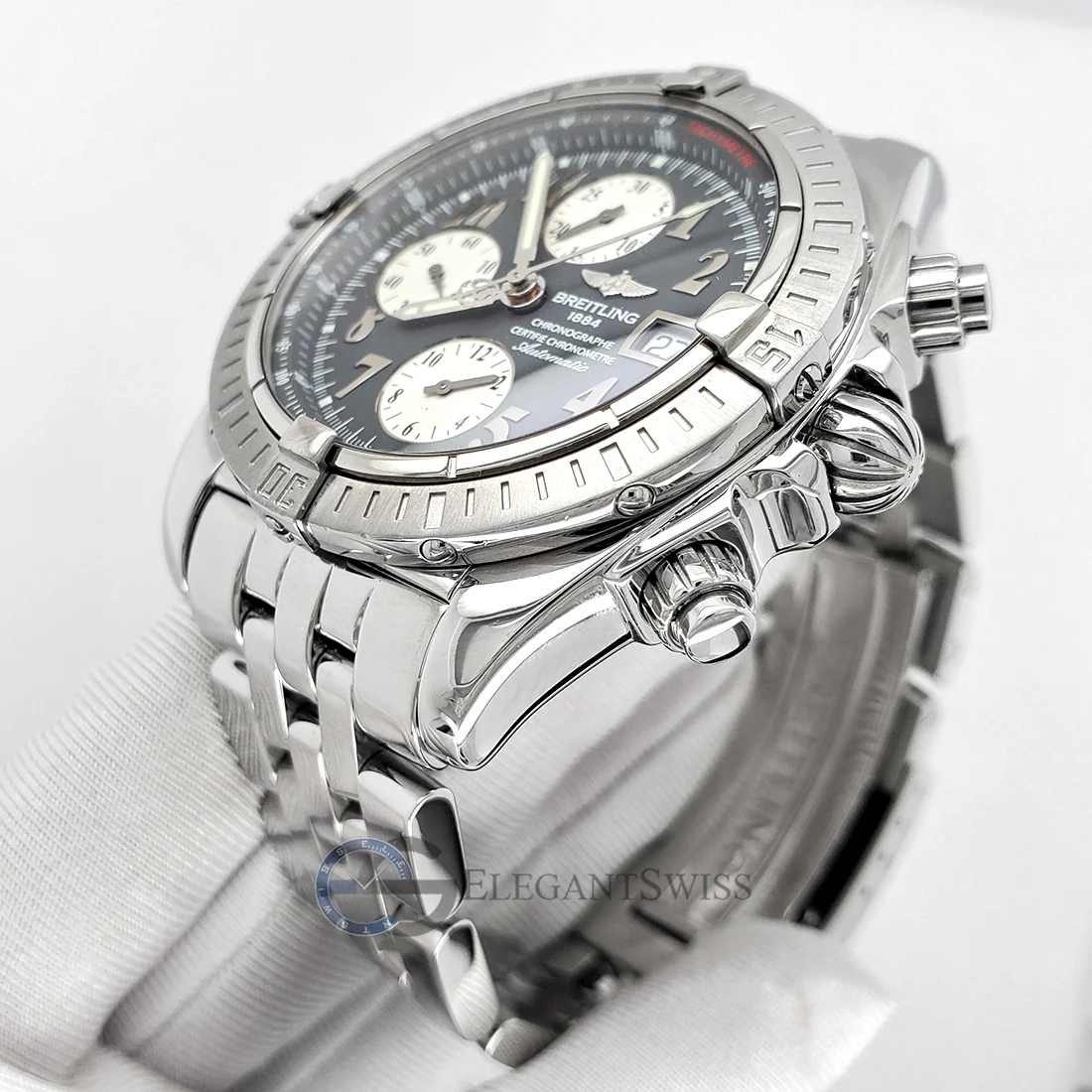Breitling Chronomat Evolution Chronograph 44mm Gray Dial Steel Watch A13356 Box Papers - Image 2