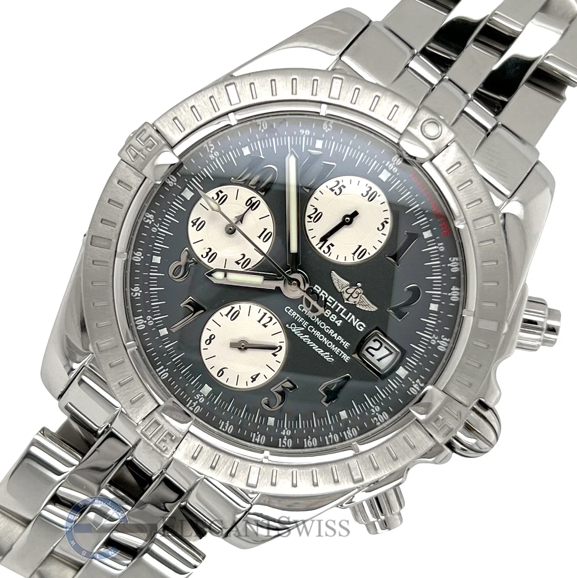 Breitling Chronomat Evolution Chronograph 44mm Gray Dial Steel Watch A13356 Box Papers - Image 3
