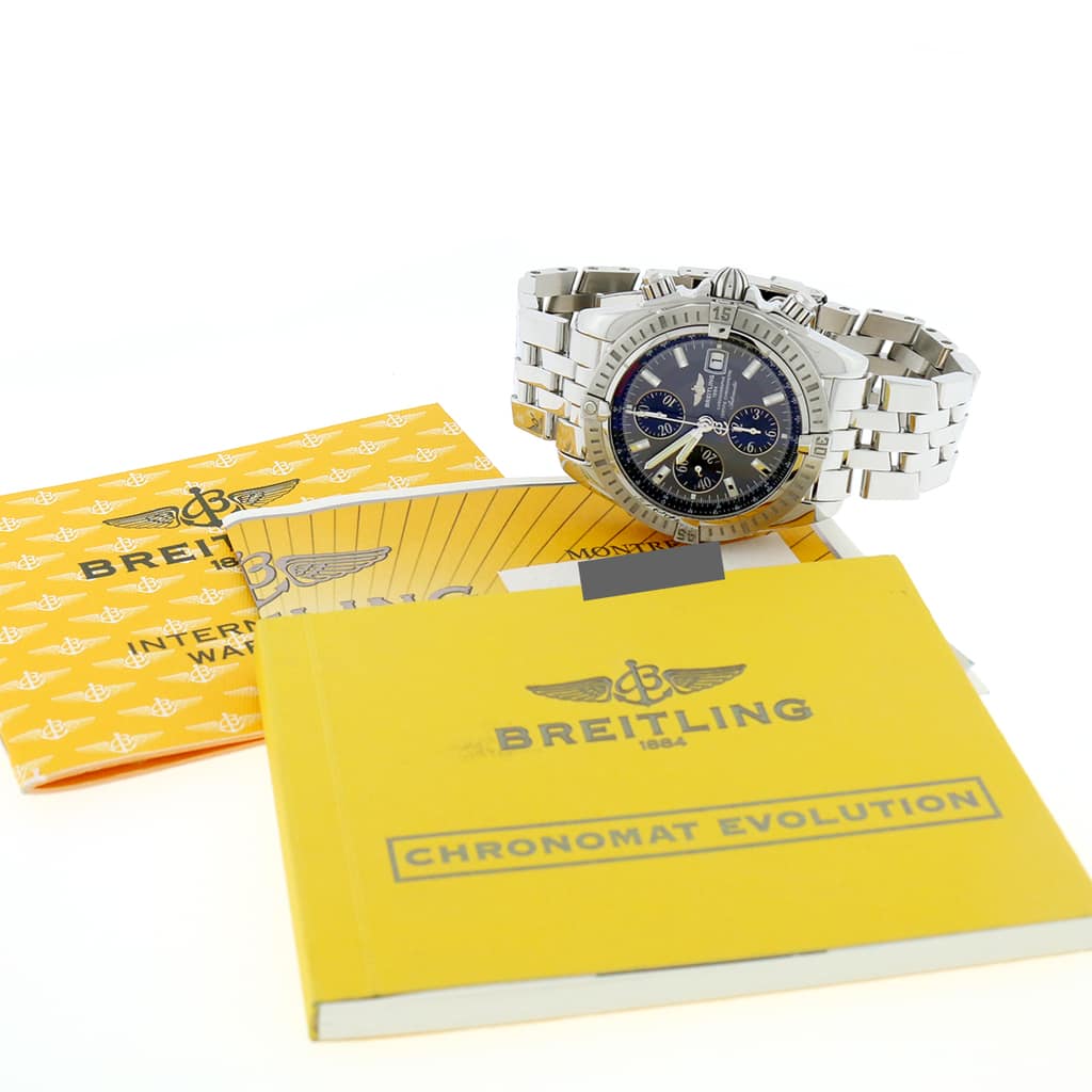 Breitling Chronomat Evolution Chronograph 44MM Grey Concentric Dial Automatic Stainless Steel Mens Watch A13356 - Image 3