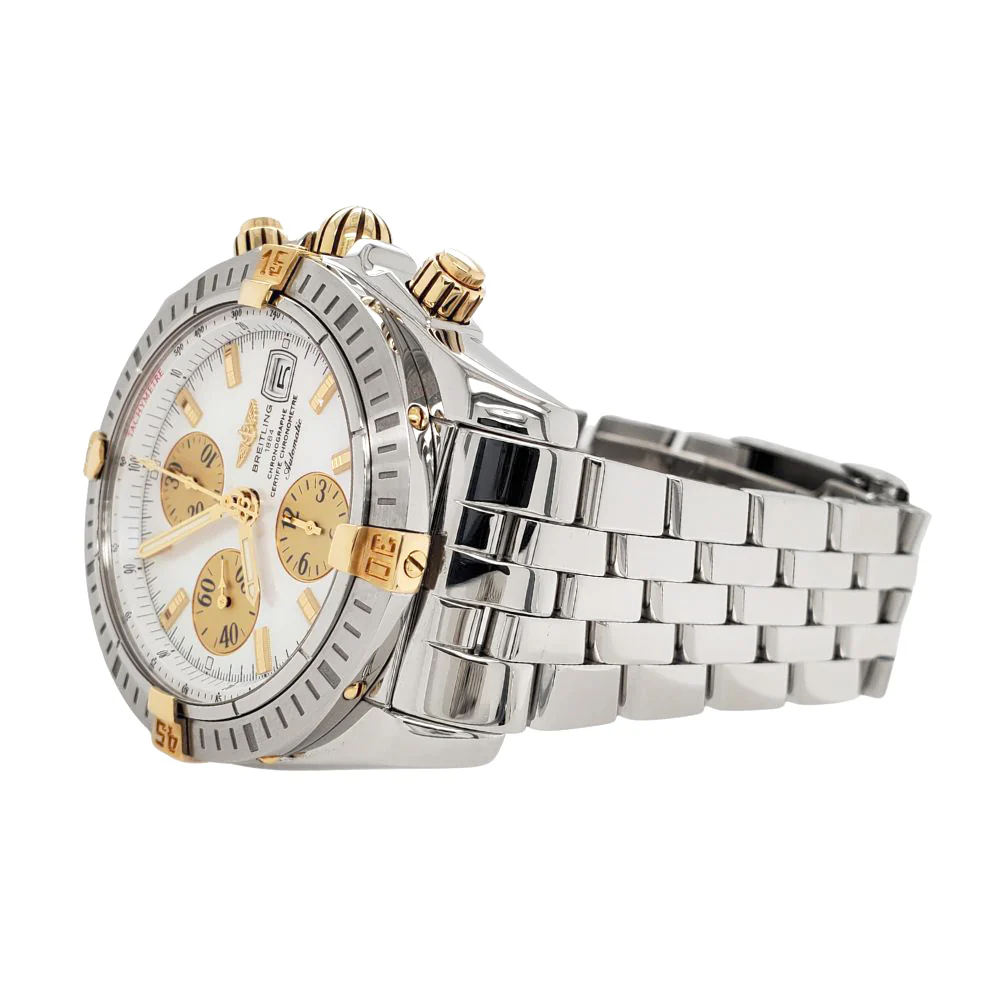 Breitling Chronomat Evolution Chronograph 44MM White MOP Dial Watch B13356 Box Papers - Image 3