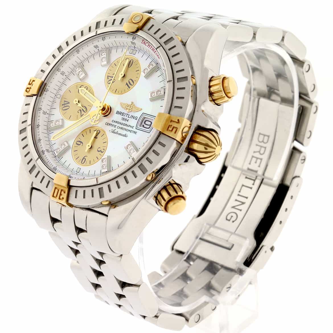 Breitling Chronomat Evolution Original MOP Diamond Dial Stainless Steel 44mm Chronograph Mens Watch B13356 - Image 2