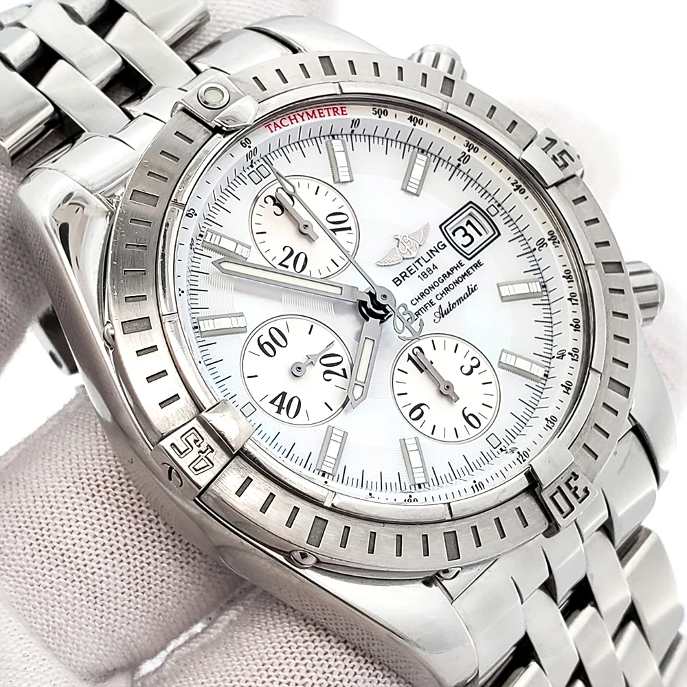 Breitling Chronomat Evolution White Dial Chronograph 44mm Stainless Steel Watch A13356 - Image 2