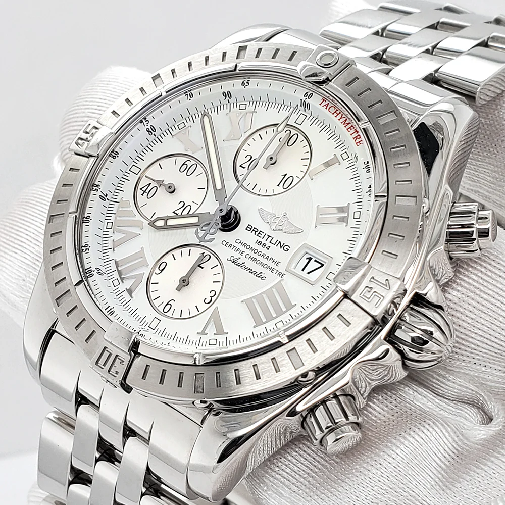 Breitling Chronomat Evolution White Dial Chronograph 44mm Stainless Steel Watch A13356