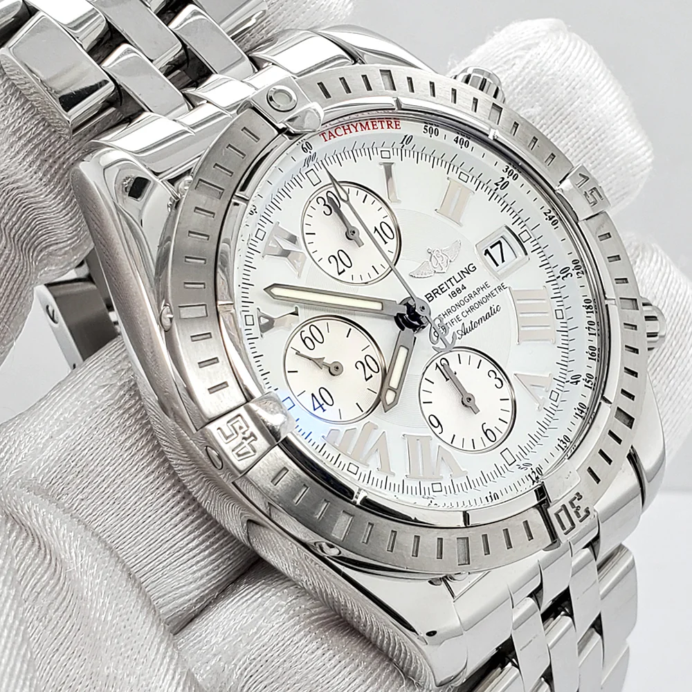 Breitling Chronomat Evolution White Dial Chronograph 44mm Stainless Steel Watch A13356 - Image 2