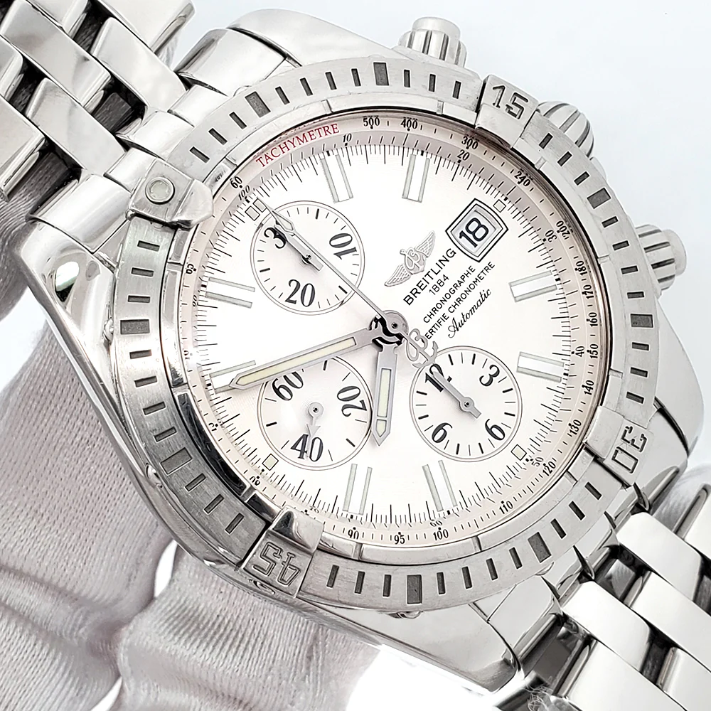 Breitling Chronomat Evolution White Dial Chronograph 44mm Steel Watch A13356 - Image 2