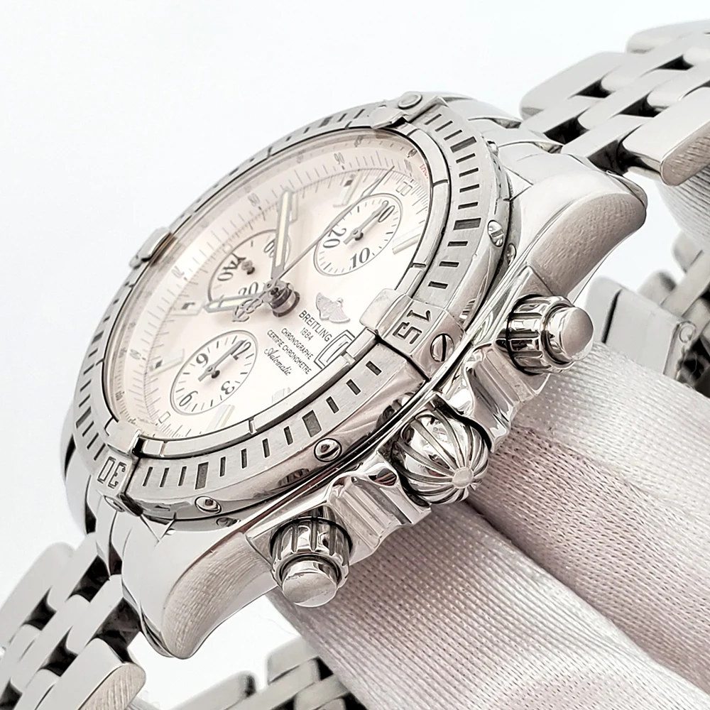 Breitling Chronomat Evolution White Dial Chronograph 44mm Steel Watch A13356 - Image 3