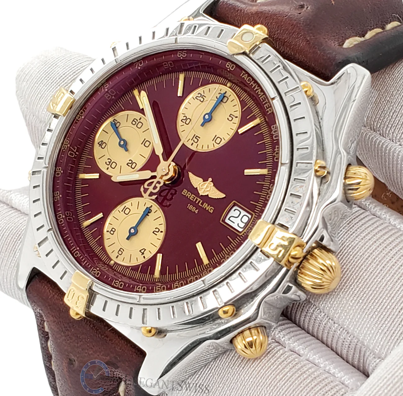 Breitling Chronomat Rare Vintage 39mm Burgundy Dial Watch B13050.1