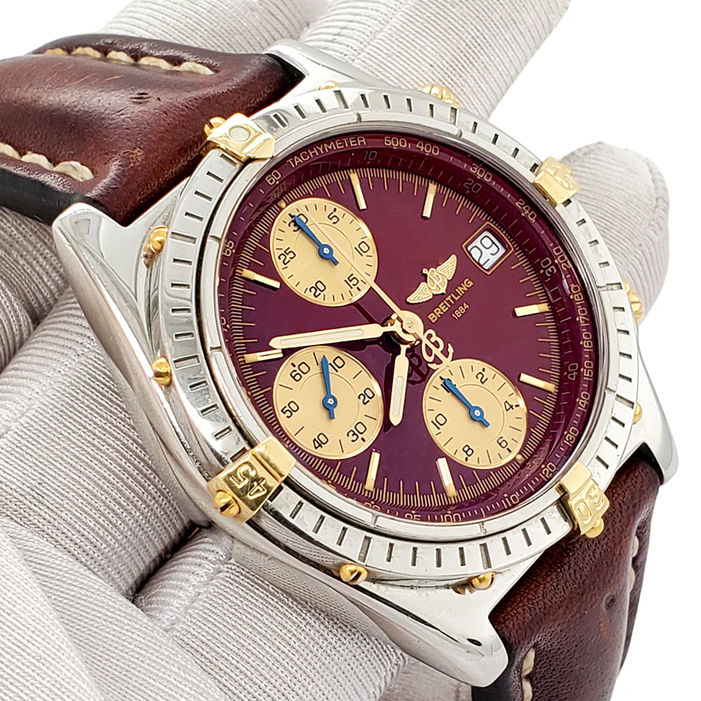 Breitling Chronomat Rare Vintage 39mm Burgundy Dial Watch B13050.1 - Image 2