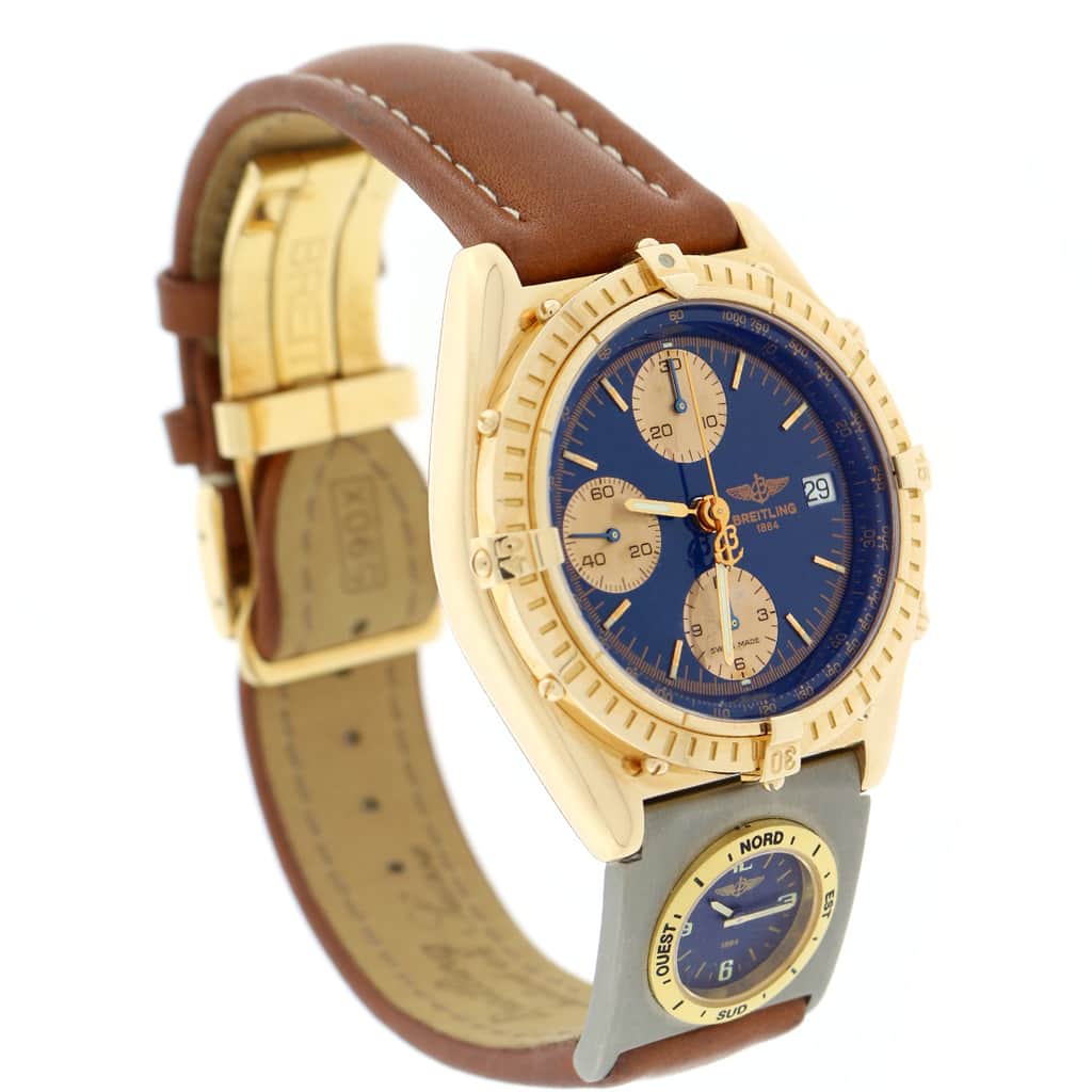 Breitling Chronomat UTC 18K Rose Gold Original Blue Dial 39MM Chronograph Automatic Mens Watch H13048 - Image 3
