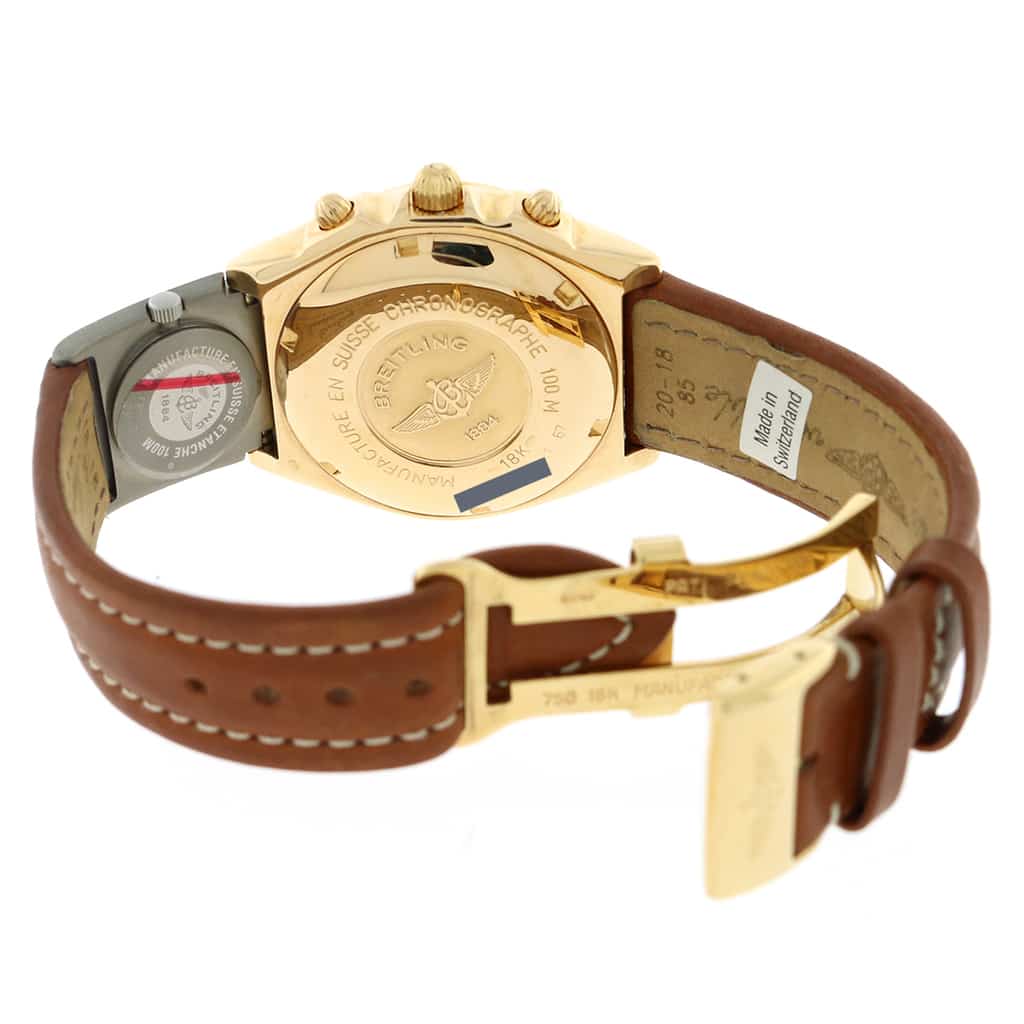 Breitling Chronomat UTC 18K Rose Gold Original Blue Dial 39MM Chronograph Automatic Mens Watch H13048 - Image 7