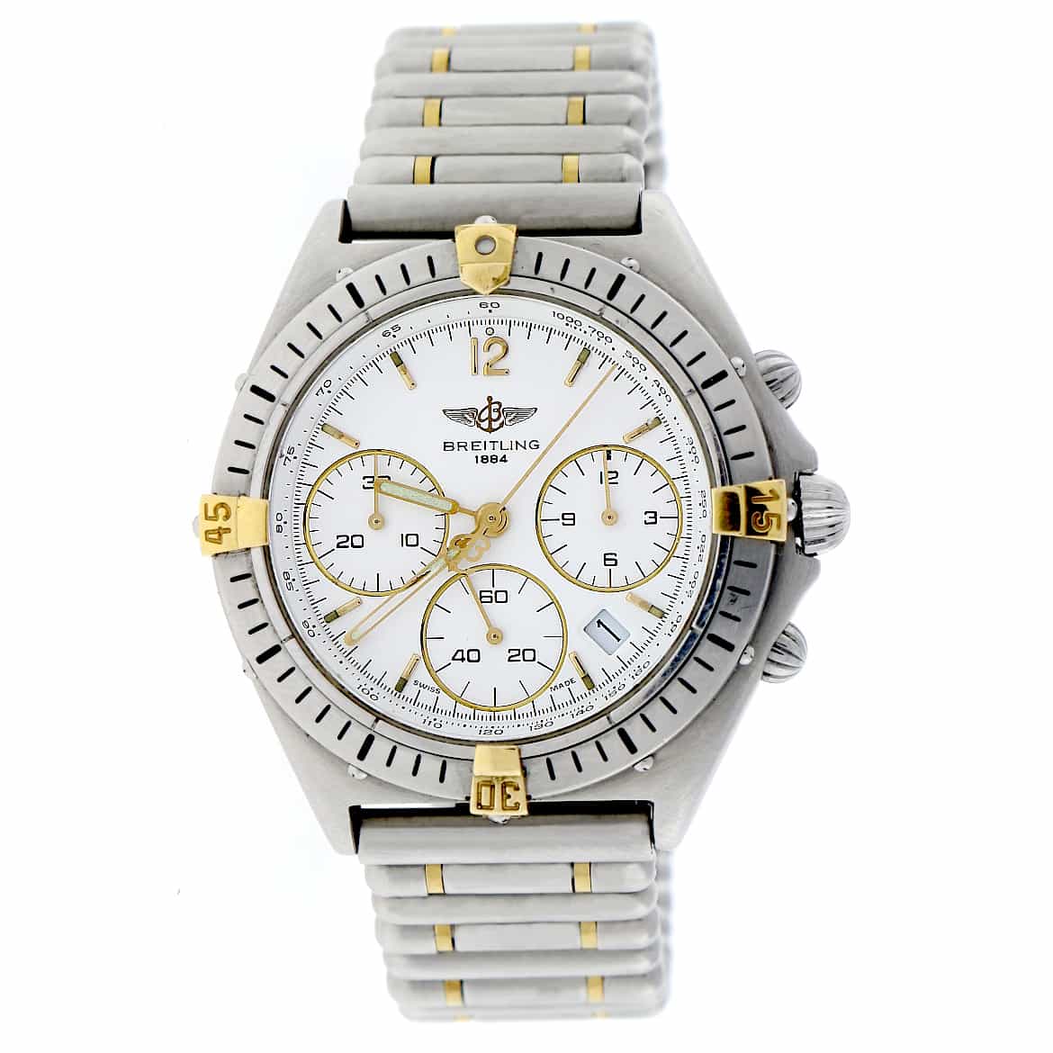 Breitling Chronomat Windrider Sextant Chronograph White Dial 36MM Stainless Steel Watch B55045