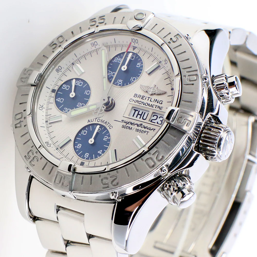 Breitling Chronometre Superocean 42MM Day Date Steel Watch with Silver Dial A13340 - Image 4