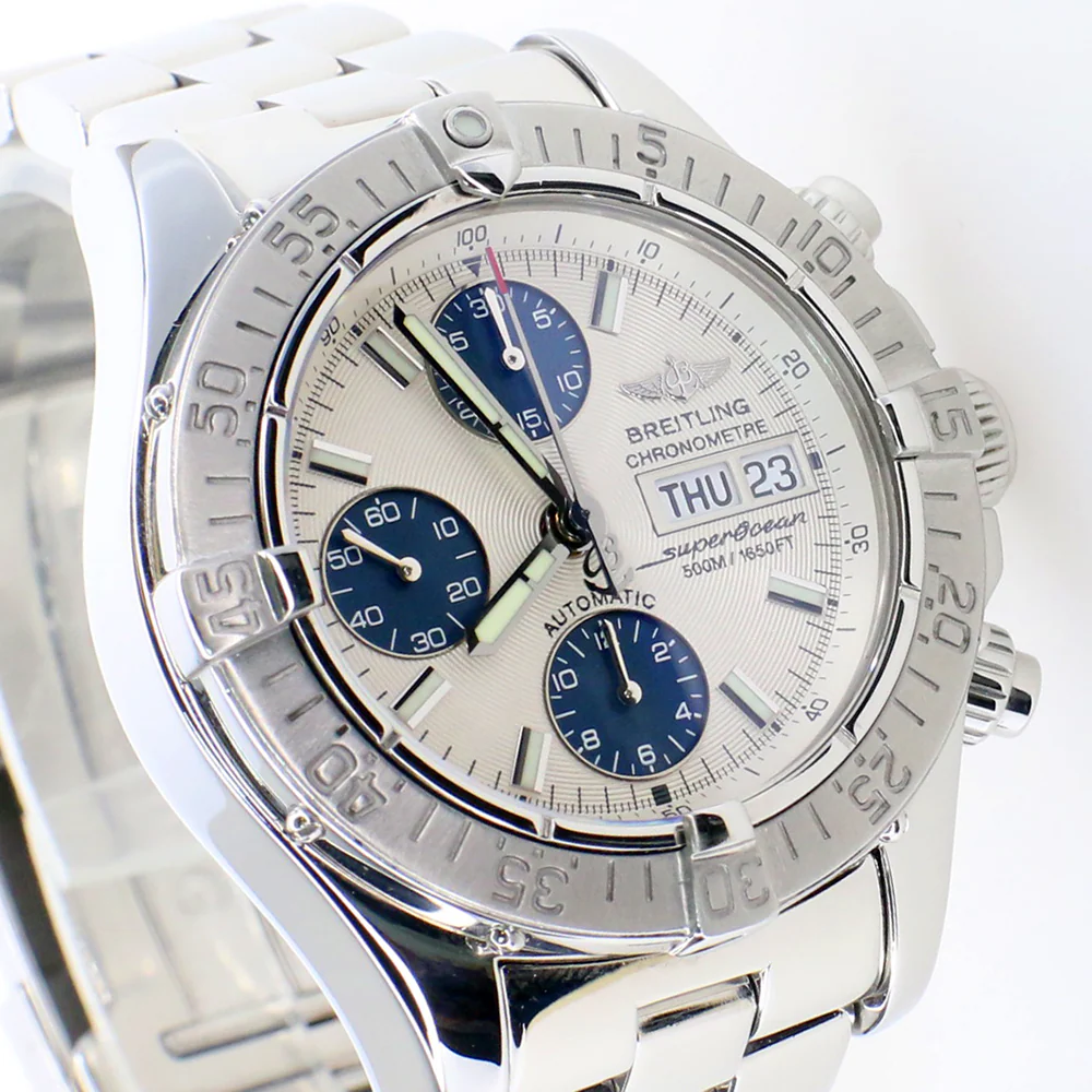 Breitling Chronometre Superocean 42MM Day Date Steel Watch with Silver Dial A13340 - Image 5