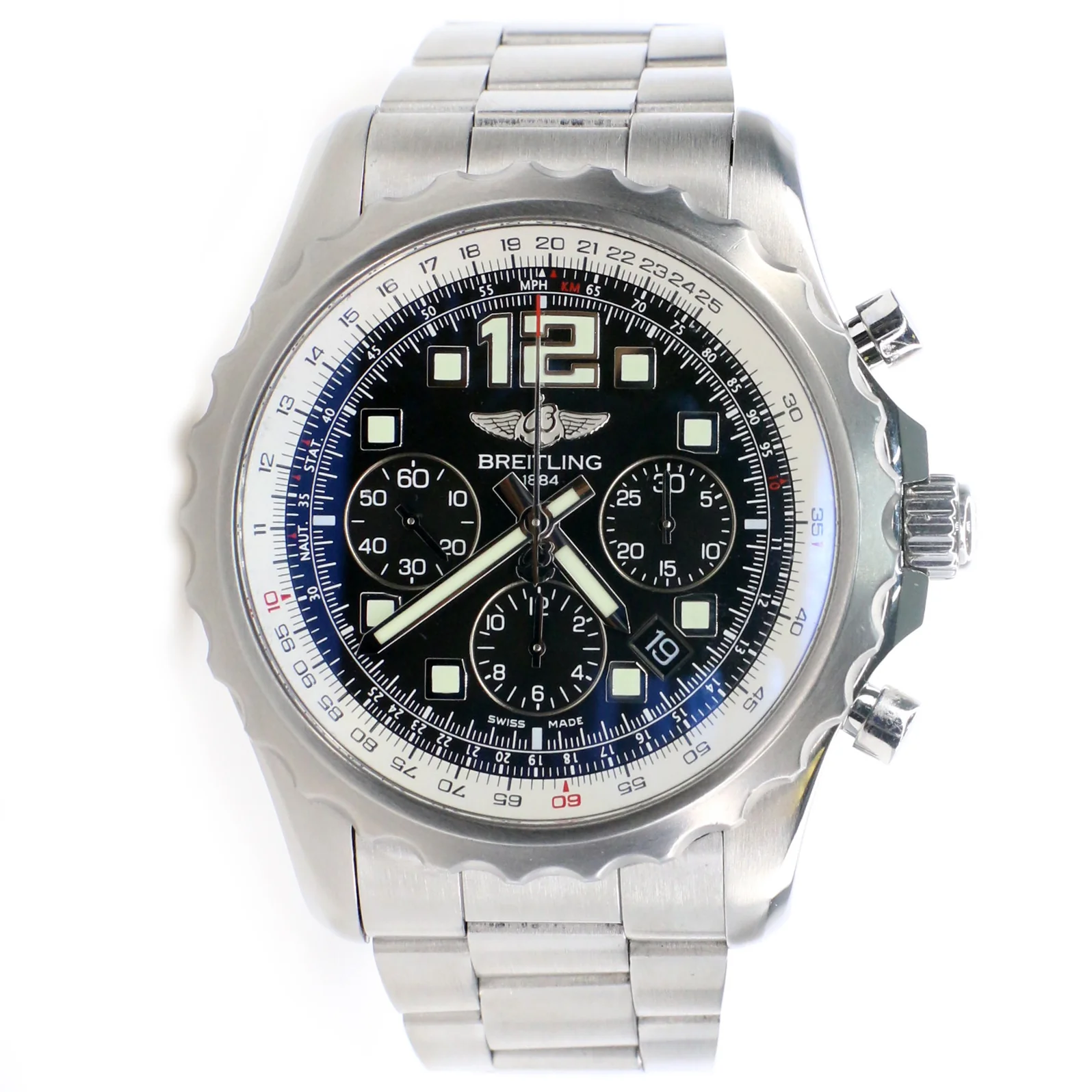 Breitling Chronospace Chronograph 46MM Black Dial Steel Watch A23360 Papers