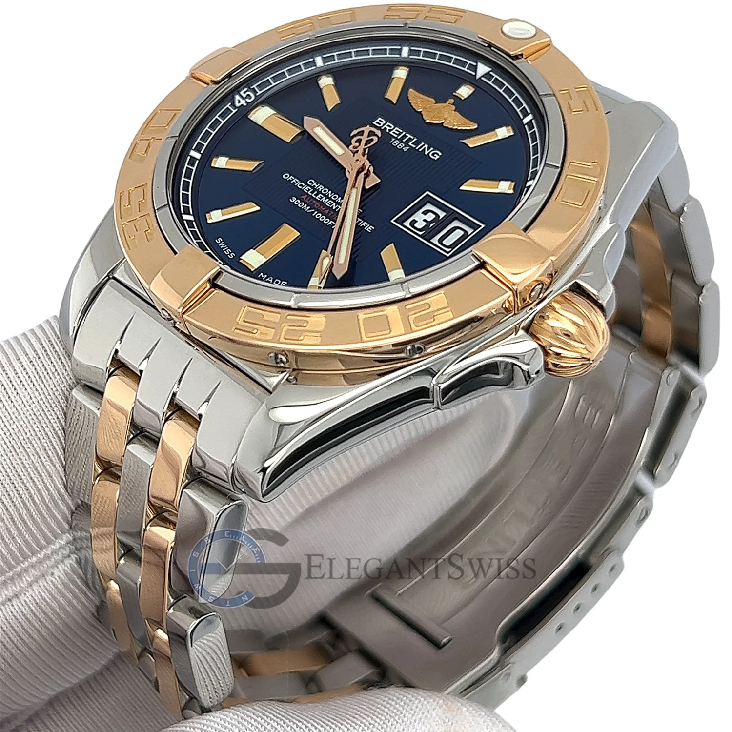 Breitling Cockpit Galactic 41 Big Date Blue Dial C49350 Rose Gold Steel Watch Box Papers 2011 - Image 3