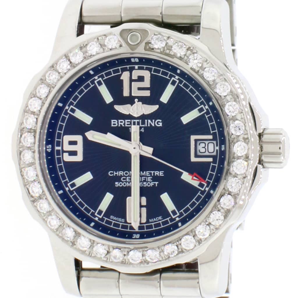 Breitling Colt 33 Factory Black Dial Stainless Steel Ladies Watch A77387 w/Diamond Bezel - Image 4