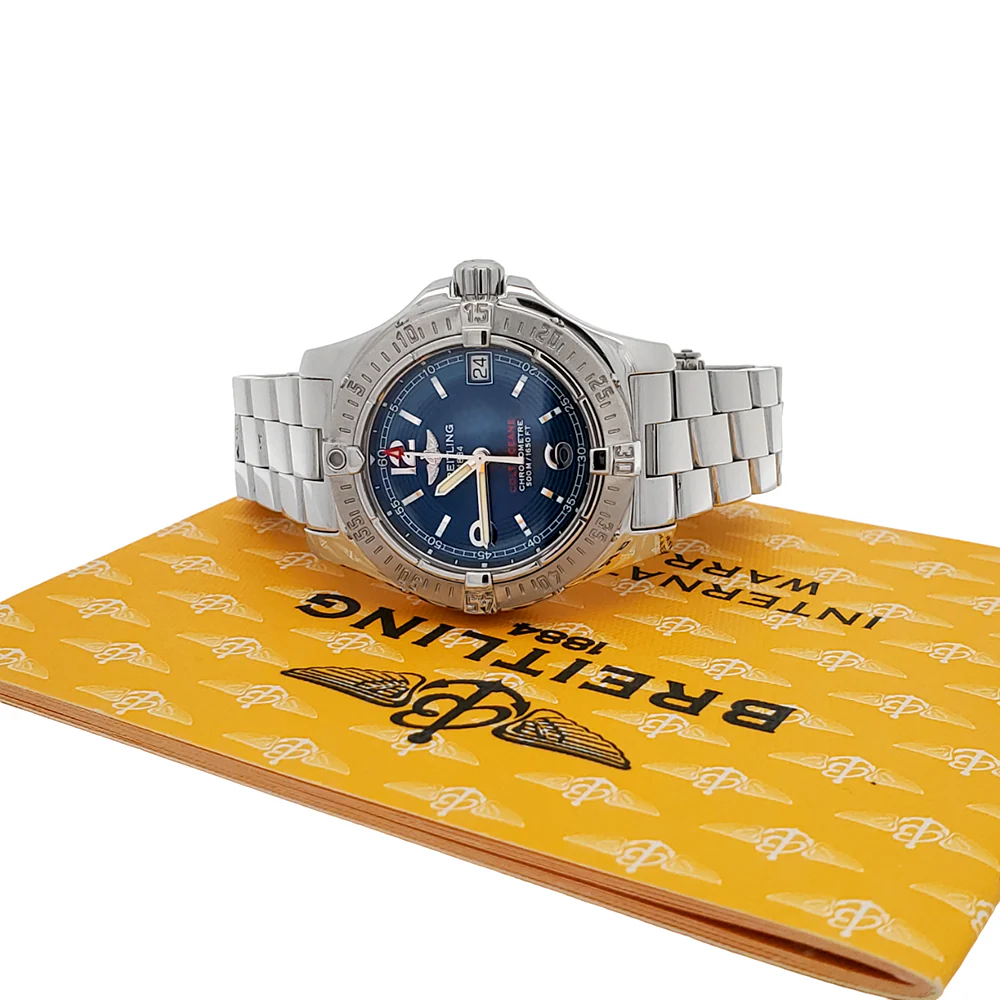 Breitling Colt Oceane 33mm Blue Concentric Dial Stainless Steel Watch A77380 Box Papers - Image 4