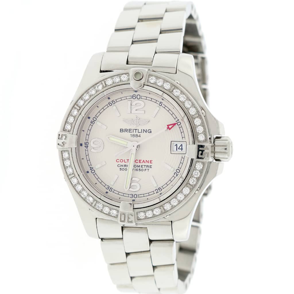 Breitling Colt Oceane Factory Diamond Bezel 33MM Silver Concentric Dial Stainless Steel Ladies Watch A77380