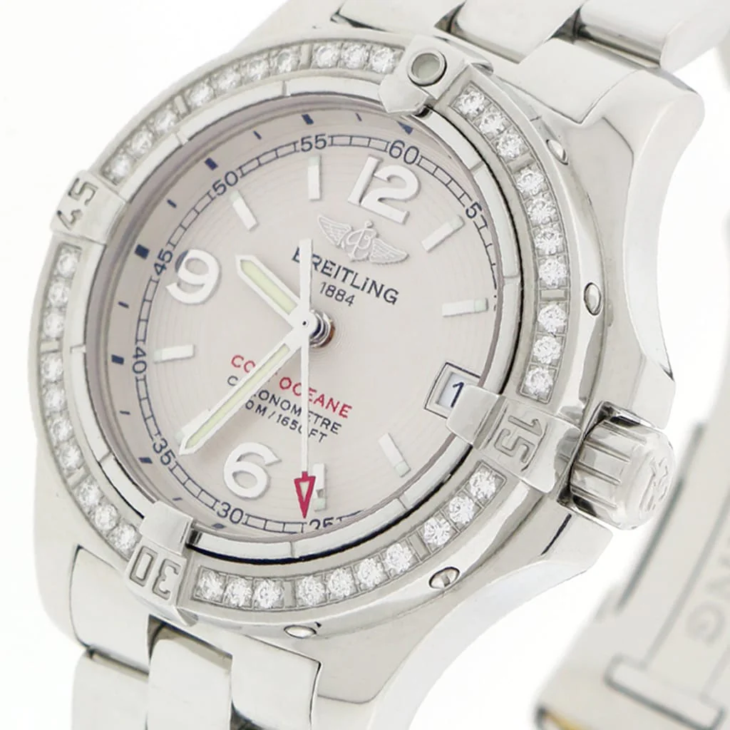 Breitling Colt Oceane Factory Diamond Bezel 33MM Silver Concentric Dial Stainless Steel Ladies Watch A77380 - Image 2
