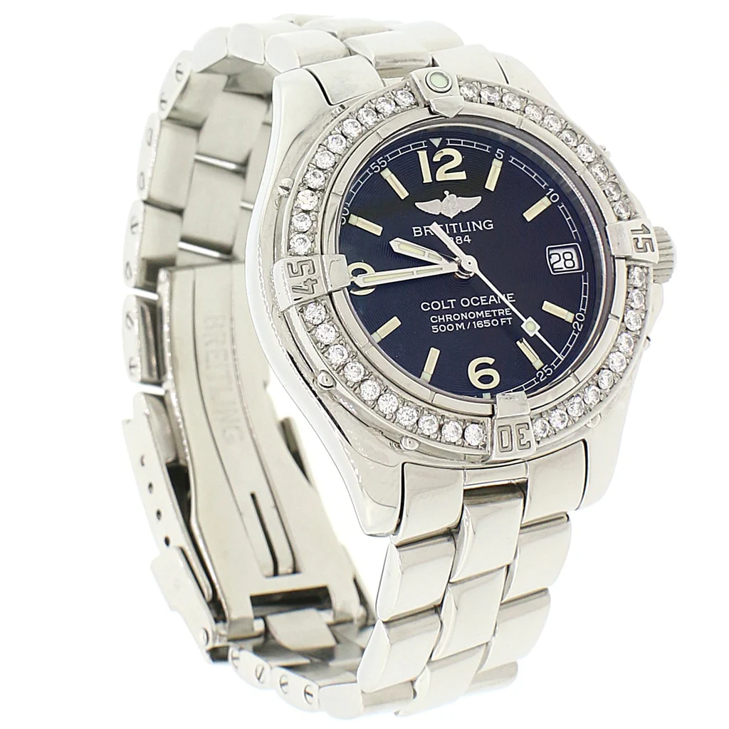 Breitling Colt Oceane SQ Stainless Steel 34MM Black Concentric Dial Ladies Watch A77350 w/Diamond Bezel - Image 3