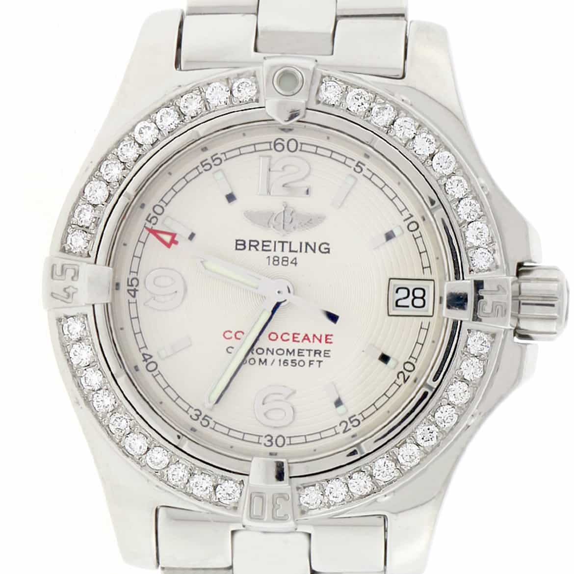 Breitling Colt Oceane Stainless Steel 33MM Silver Dial Ladies Watch A77380 w/Diamond Bezel - Image 2