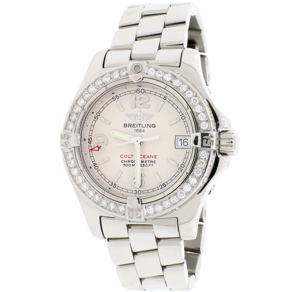 Breitling Coltoceane SS 33MM Original Dial & Factory Original Diamond Bezel Ladies Watch A77380