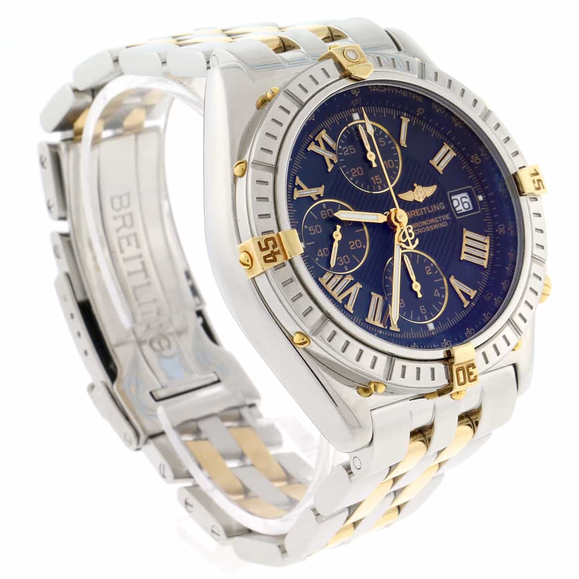 Breitling Crosswind 2-Tone 18K Yellow Gold & Stainless Steel Blue Roman Dial 43MM Chronograph Automatic Mens Watch B13355 - Image 2