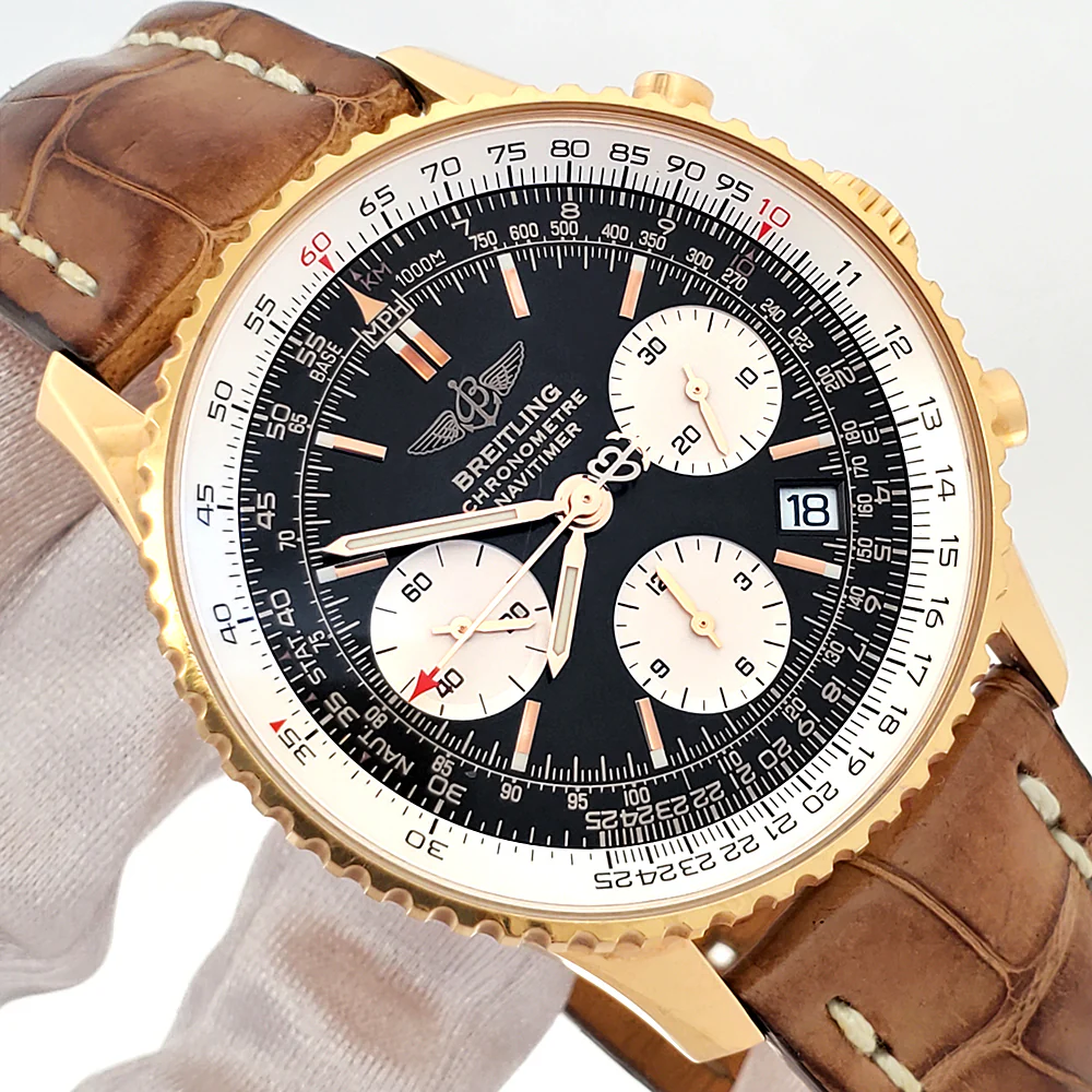 Breitling Limited Edition Navitimer 18k Rose Gold Black Dial Mens 42mm Watch R23322 - Image 2