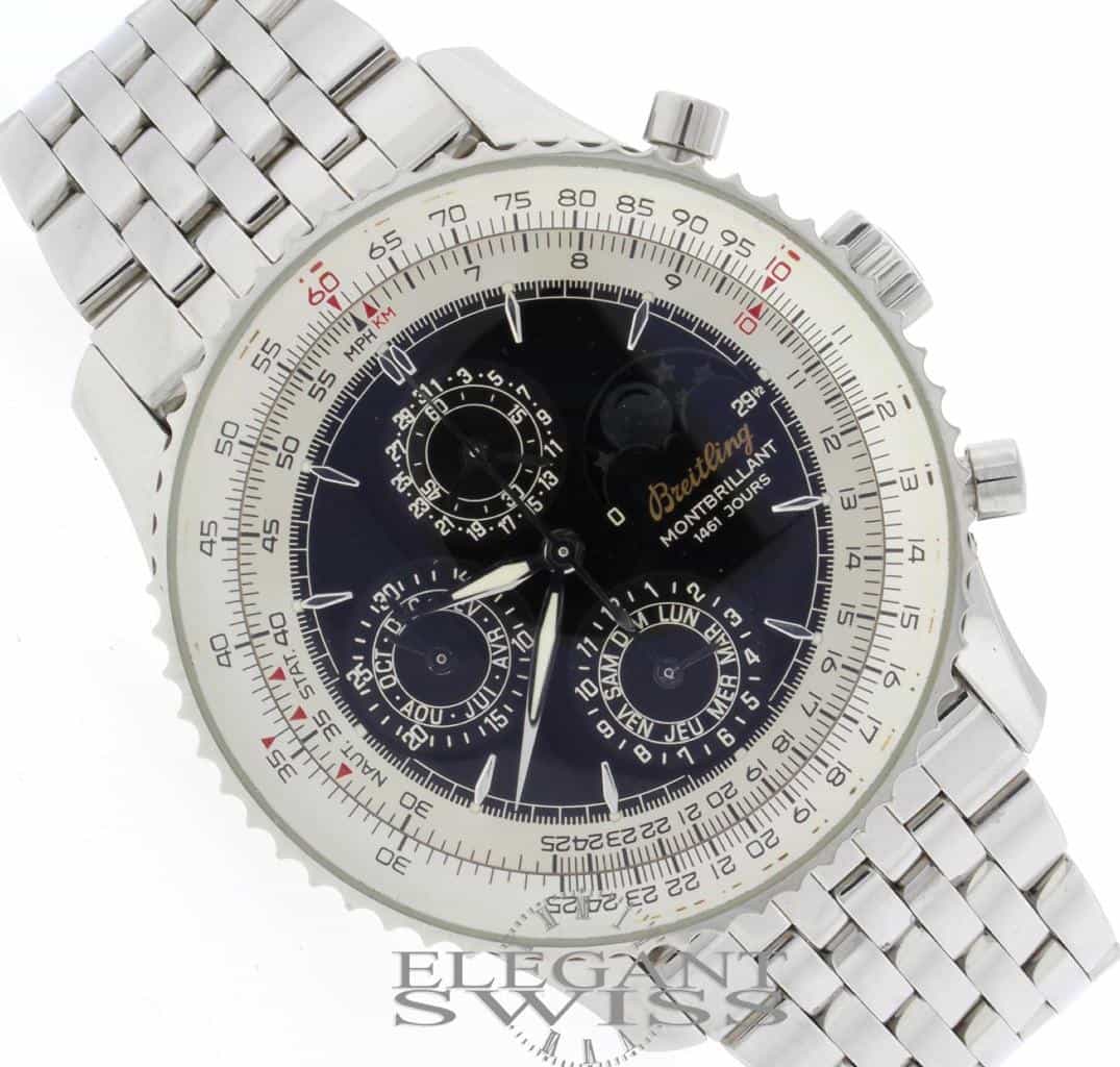 Breitling Montbrillant 1461 Jours Moon Phase Calendar Chronograph Automatic Stainless Steel Mens Watch A19030 - Image 2