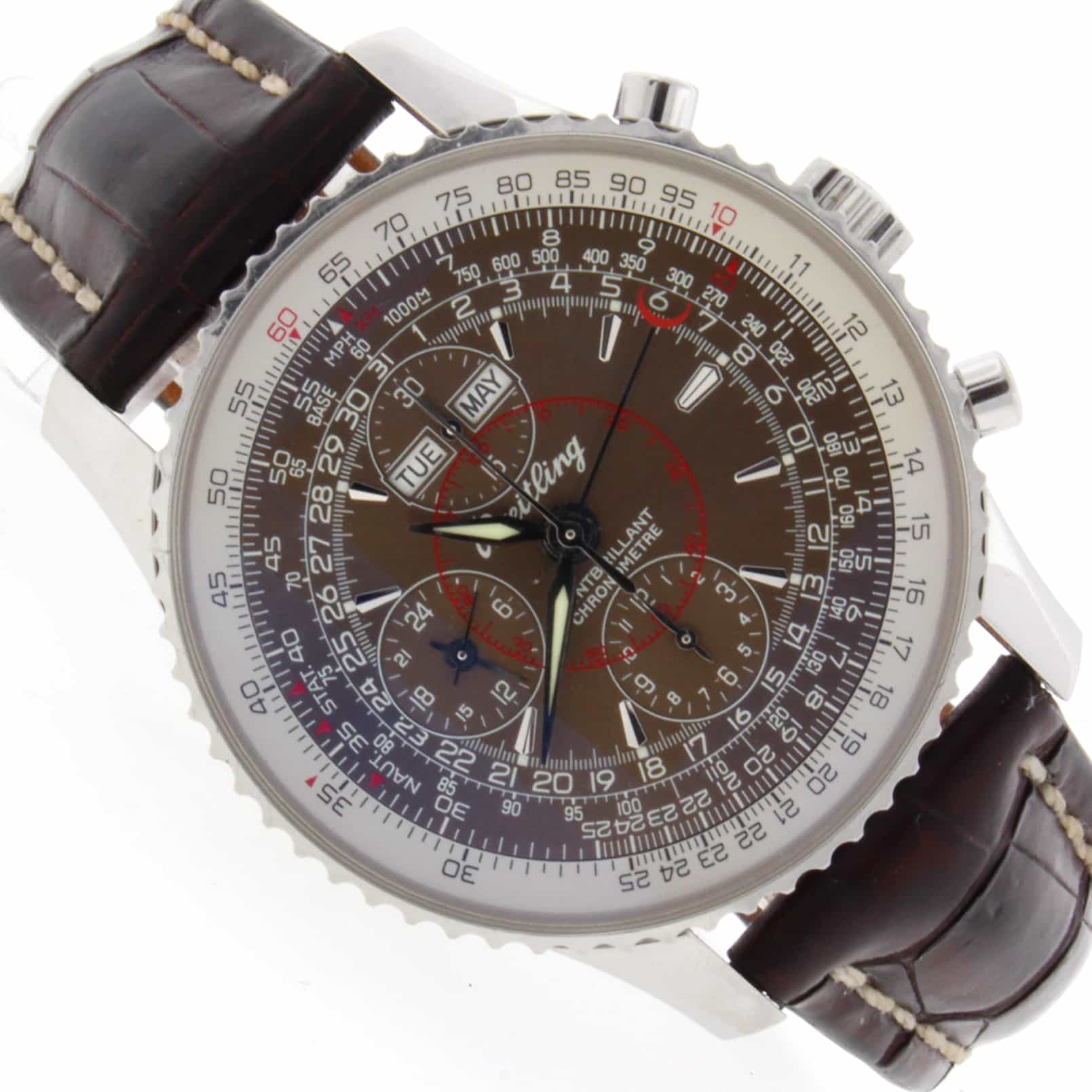 Breitling Montbrillant Datora Calendar 43MM Chronograph Automatic Stainless Steel Mens Watch A21330 - Image 3