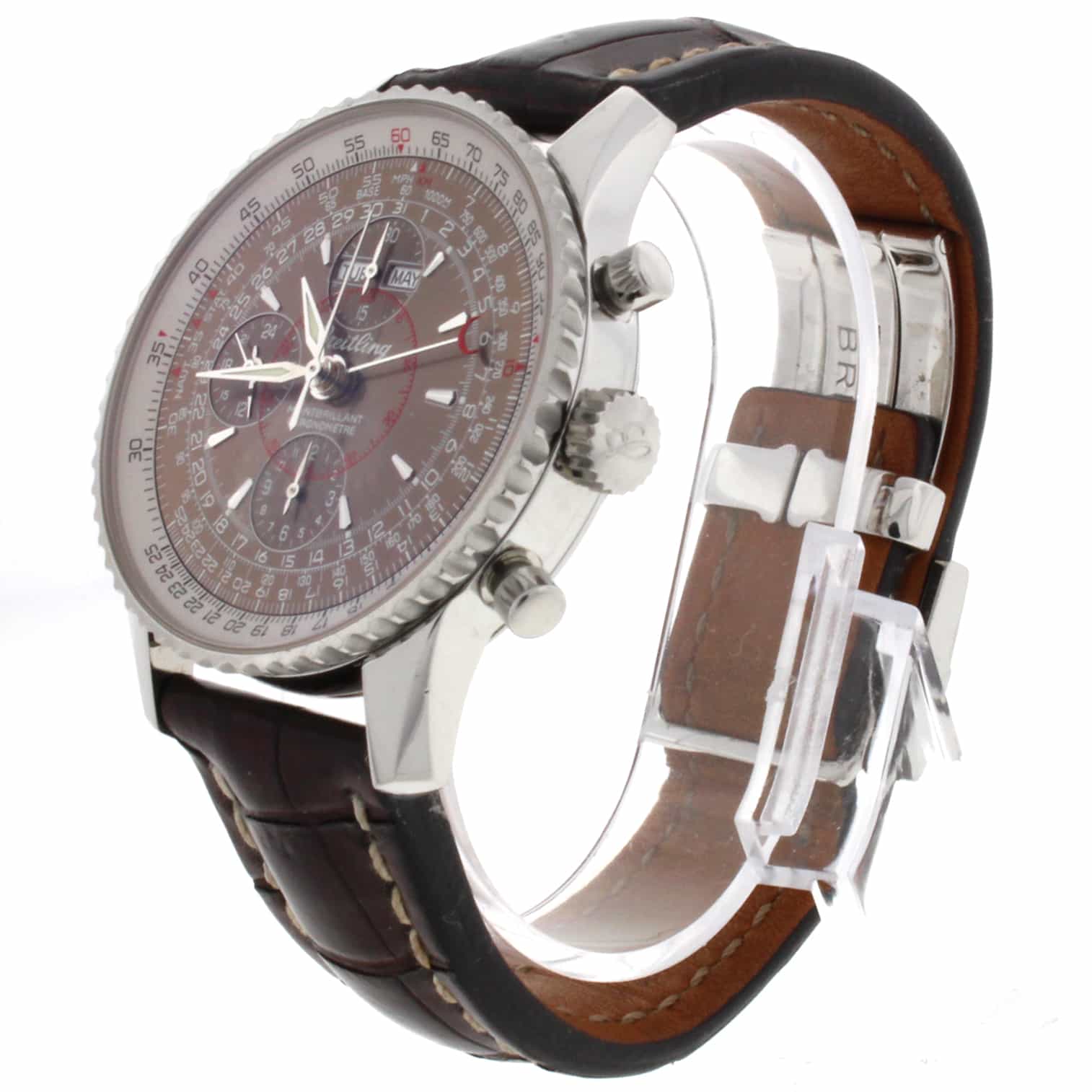 Breitling Montbrillant Datora Calendar 43MM Chronograph Automatic Stainless Steel Mens Watch A21330 - Image 4