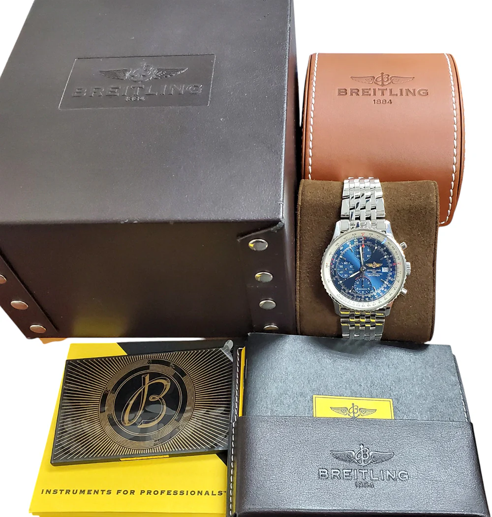 Breitling Navitimer 42mm Heritage Blue Dial Steel Watch A13324 Box Papers