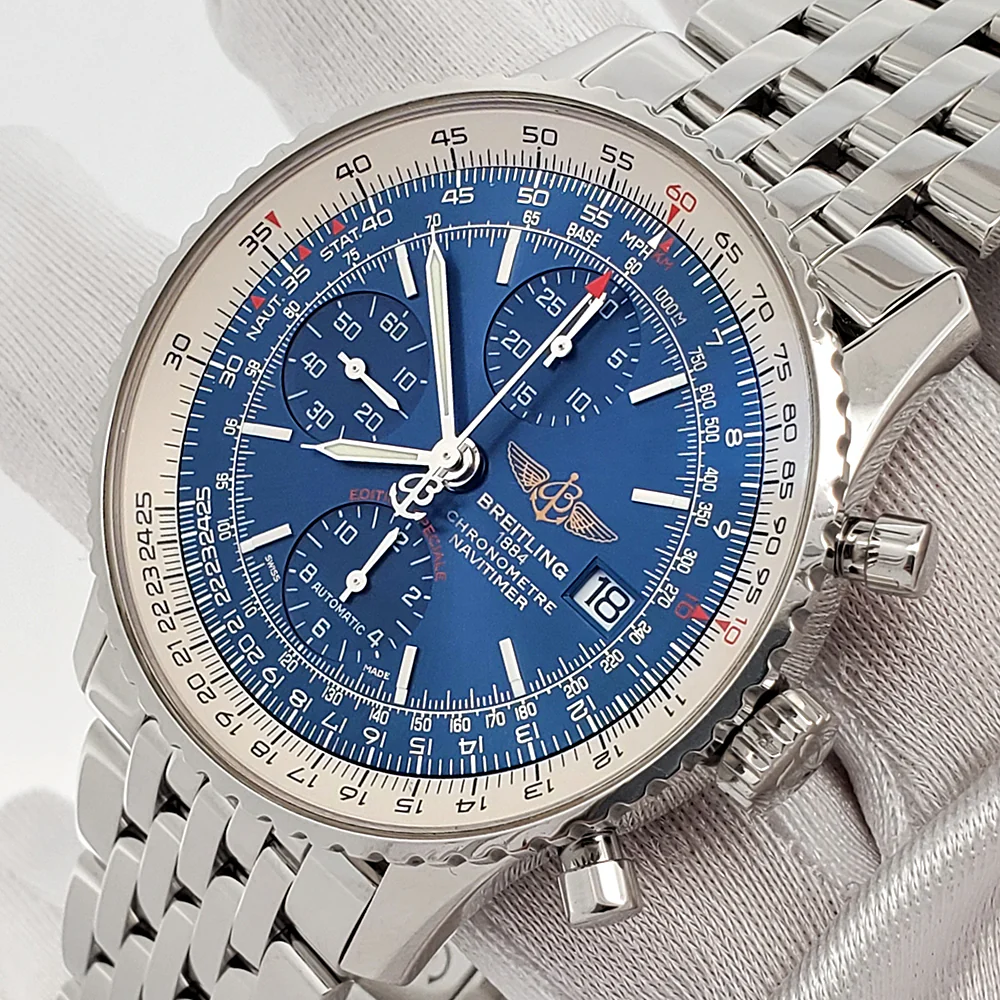 Breitling Navitimer 42mm Heritage Blue Dial Steel Watch A13324 Box Papers - Image 2