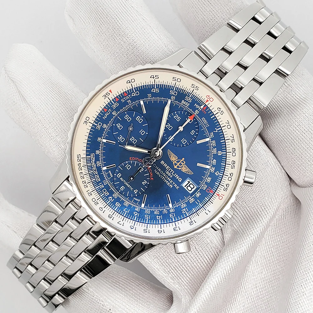 Breitling Navitimer 42mm Heritage Blue Dial Steel Watch A13324 Box Papers - Image 3