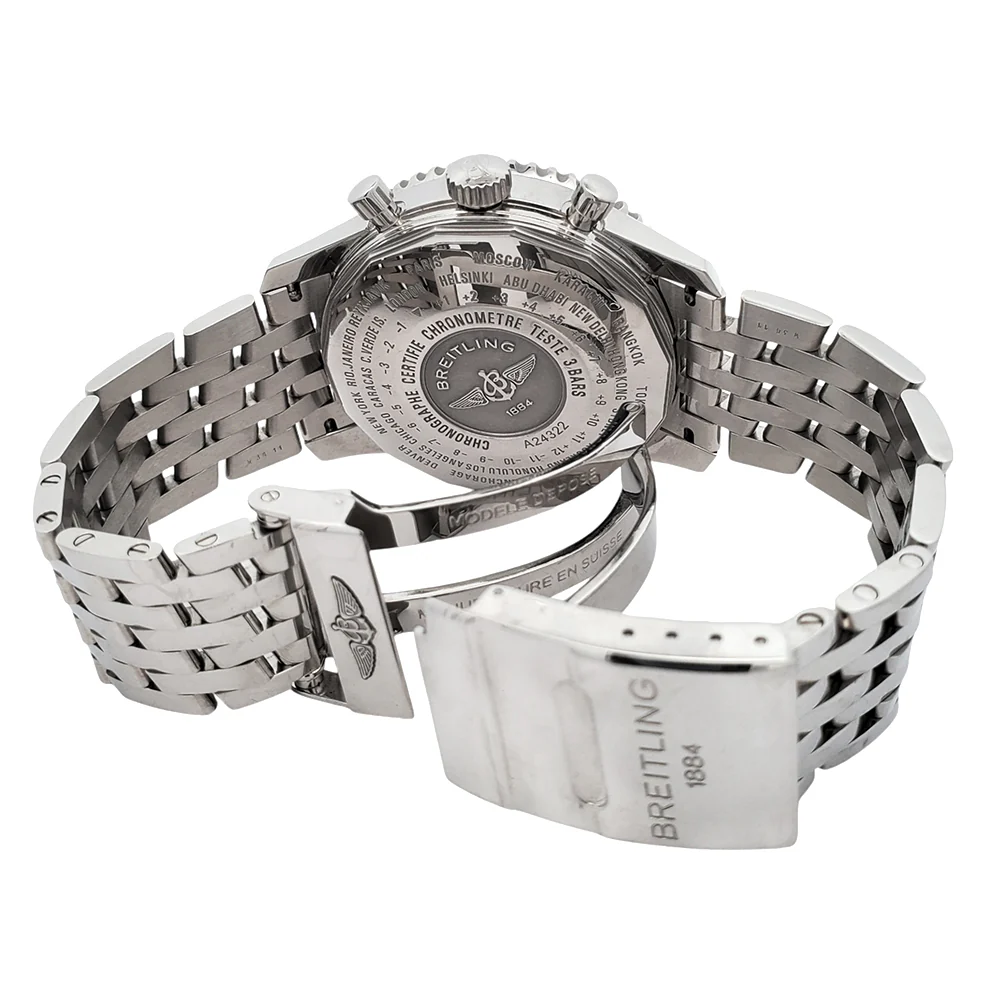 Breitling Navitimer Blue Dial World 46mm Chronograph GMT Steel Watch A24322 Box Papers - Image 7
