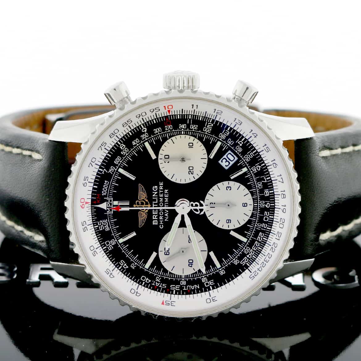 Breitling Navitimer Chronograph 42MM Black Dial Automatic Stainless Steel Mens Watch A23322 - Image 2