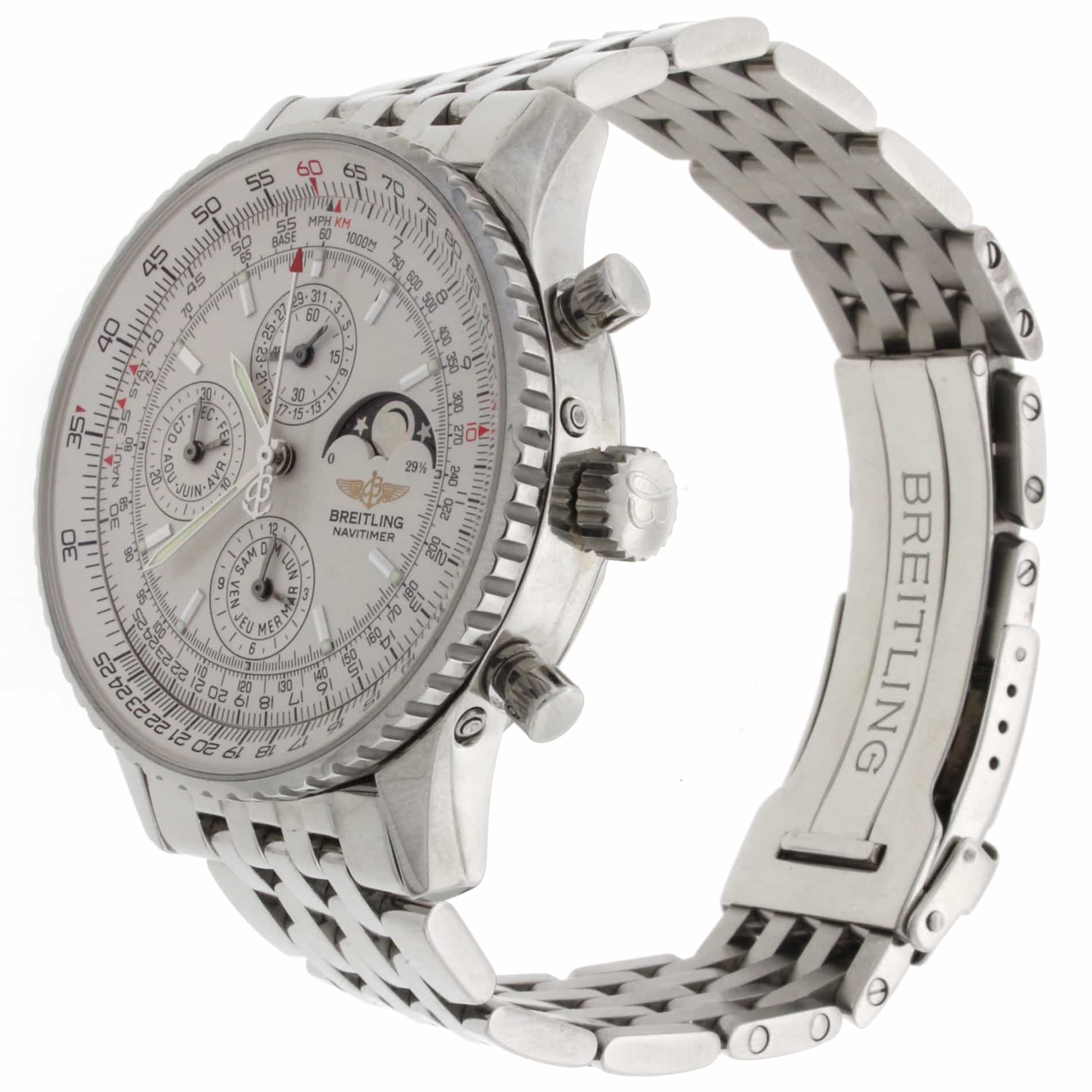 Breitling Navitimer Olympus Moonphase Calendar Chronograph 43MM Automatic Stainless Steel Mens Watch A19340 - Image 6