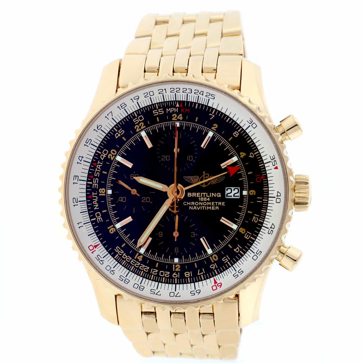 Breitling Navitimer World 18K Rose Gold Special Edition Automatic Mens Watch H24322