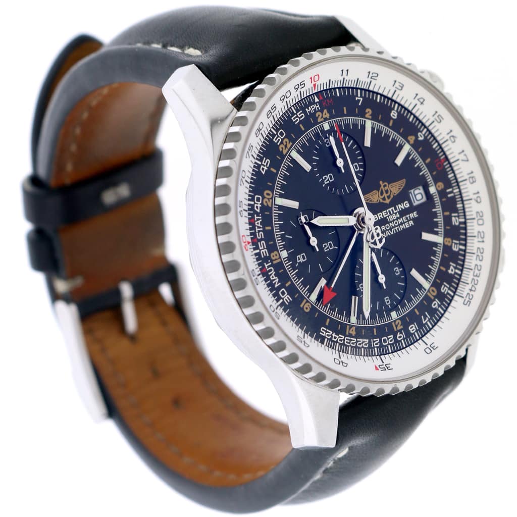 Breitling Navitimer World 46MM Chronograph GMT Automatic Stainless Steel Mens Watch A24322 - Image 3