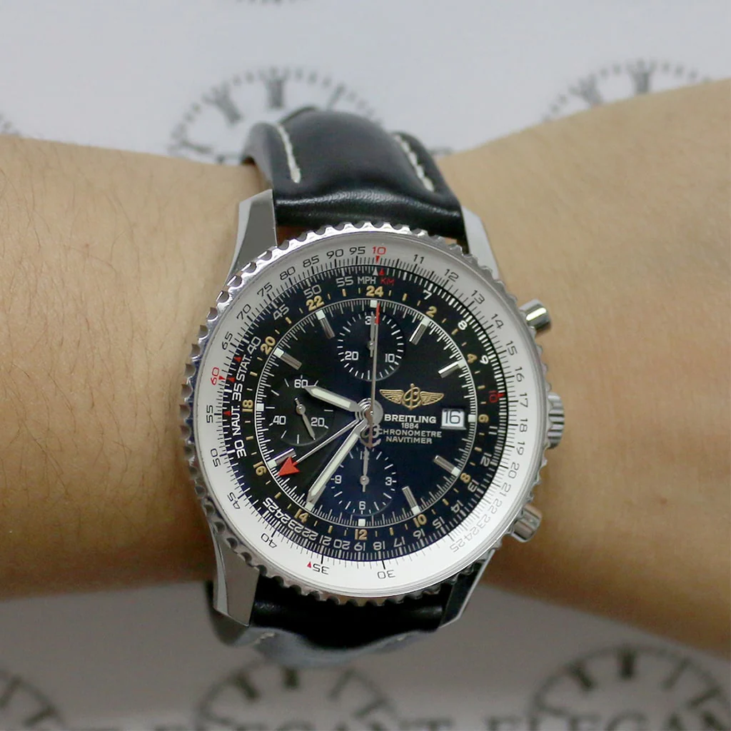 Breitling Navitimer World 46MM Chronograph GMT Automatic Stainless Steel Mens Watch A24322 - Image 4
