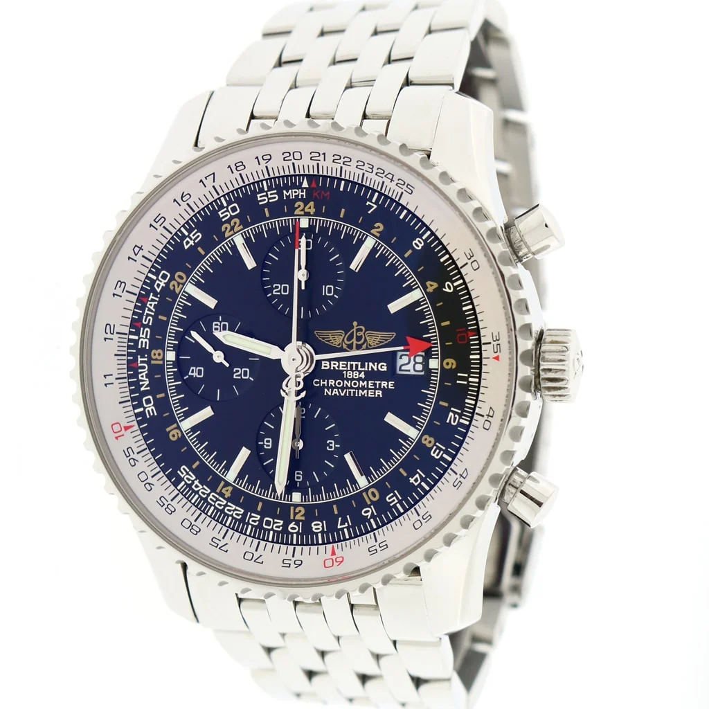 Breitling Navitimer World 46MM Chronograph GMT Automatic Stainless Steel Mens Watch A24322