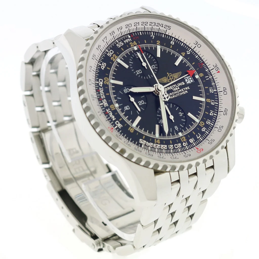 Breitling Navitimer World 46MM Chronograph GMT Automatic Stainless Steel Mens Watch A24322 - Image 2