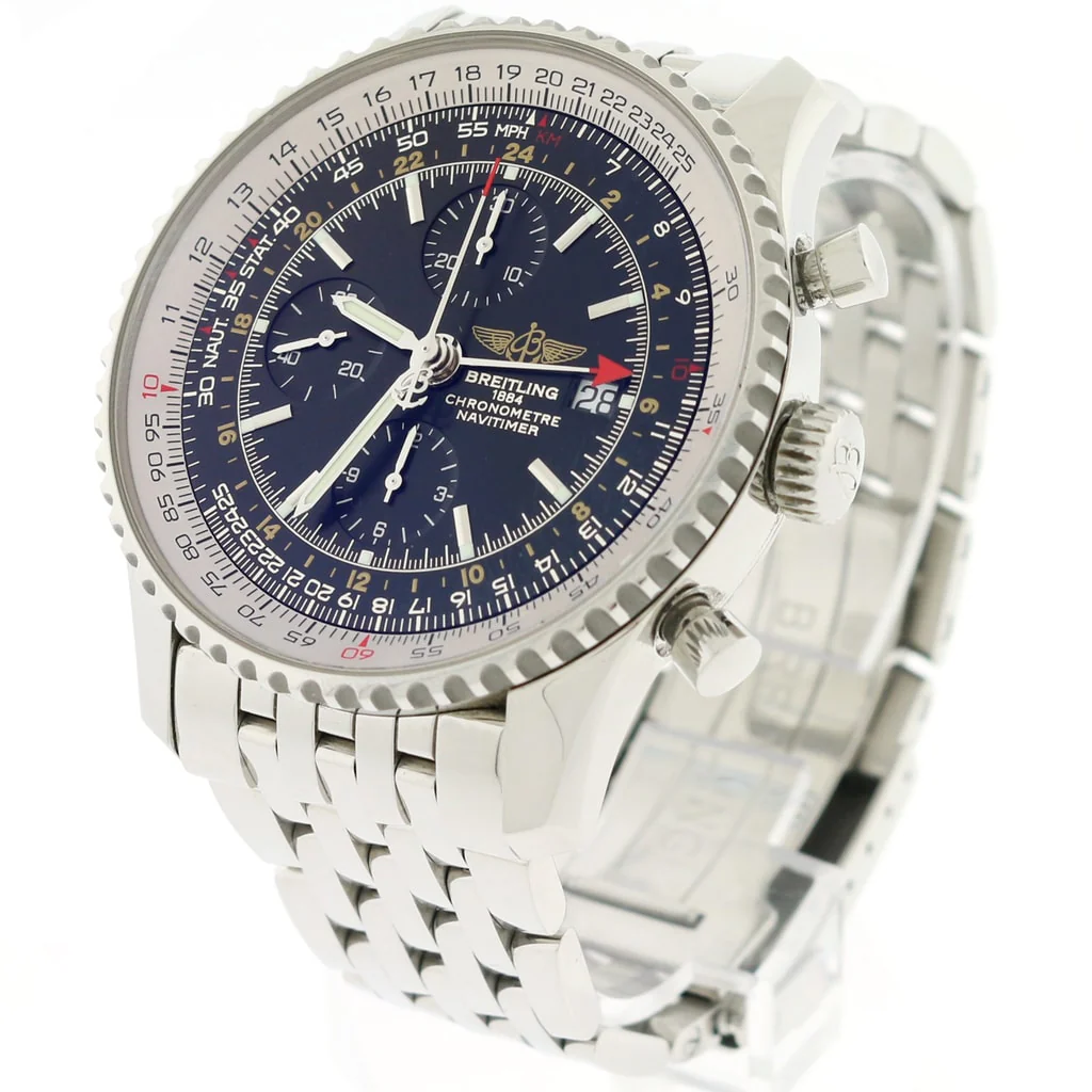Breitling Navitimer World 46MM Chronograph GMT Automatic Stainless Steel Mens Watch A24322 - Image 3