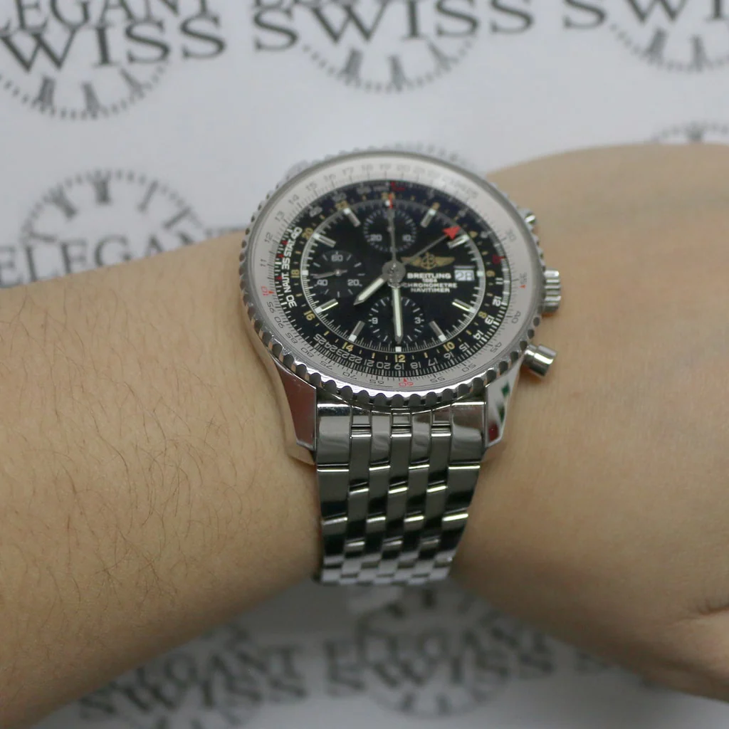 Breitling Navitimer World 46MM Chronograph GMT Automatic Stainless Steel Mens Watch A24322 - Image 4