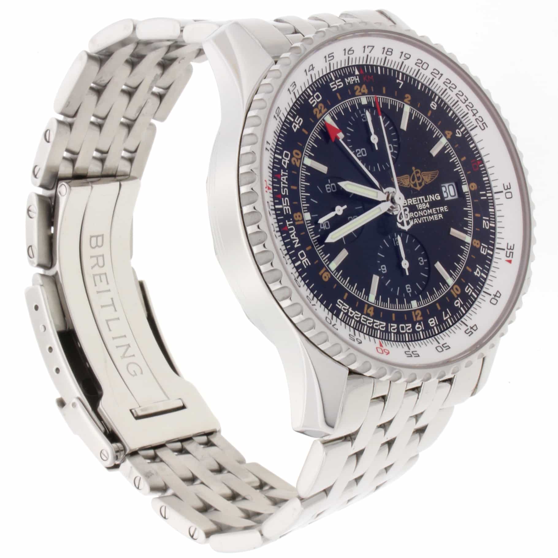 Breitling Navitimer World 46MM Chronograph GMT Automatic Stainless Steel Mens Watch A24322 - Image 4