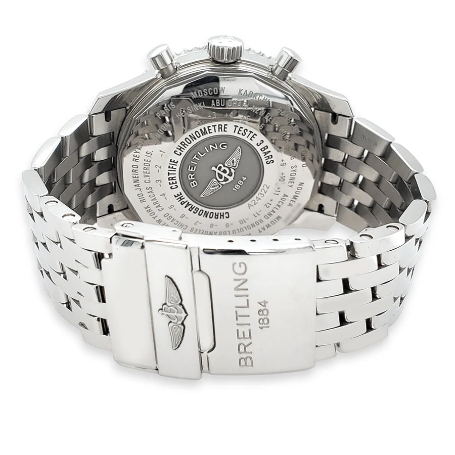 Breitling Navitimer World 46mm Chronograph GMT Black Dial Stainless Steel Watch A2432212 Box Papers - Image 4