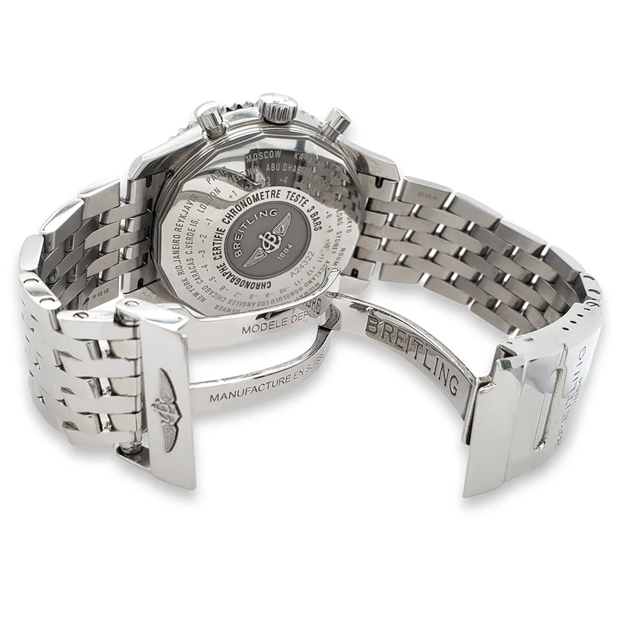 Breitling Navitimer World 46mm Chronograph GMT Black Dial Stainless Steel Watch A2432212 Box Papers - Image 5