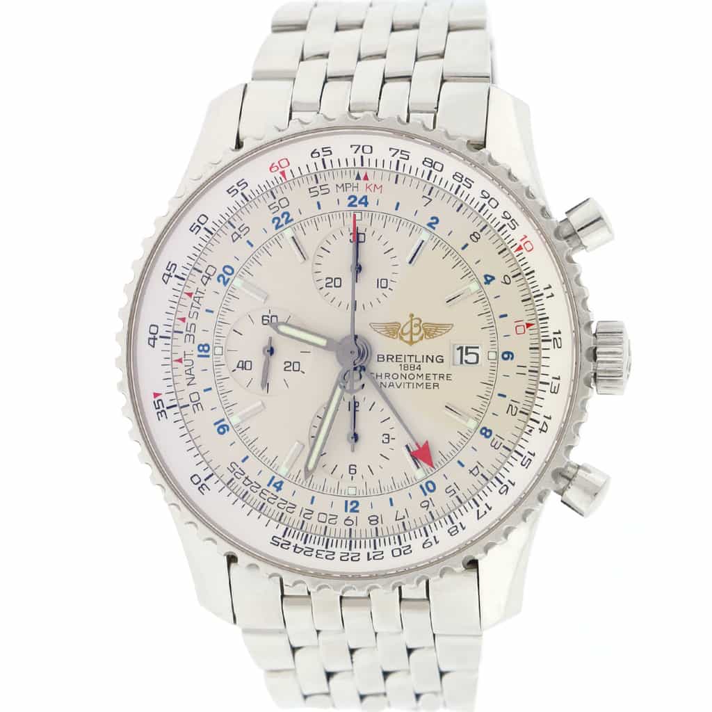Breitling Navitimer World 46MM Chronograph GMT Cream Dial Automatic Stainless Steel Mens Watch A24322